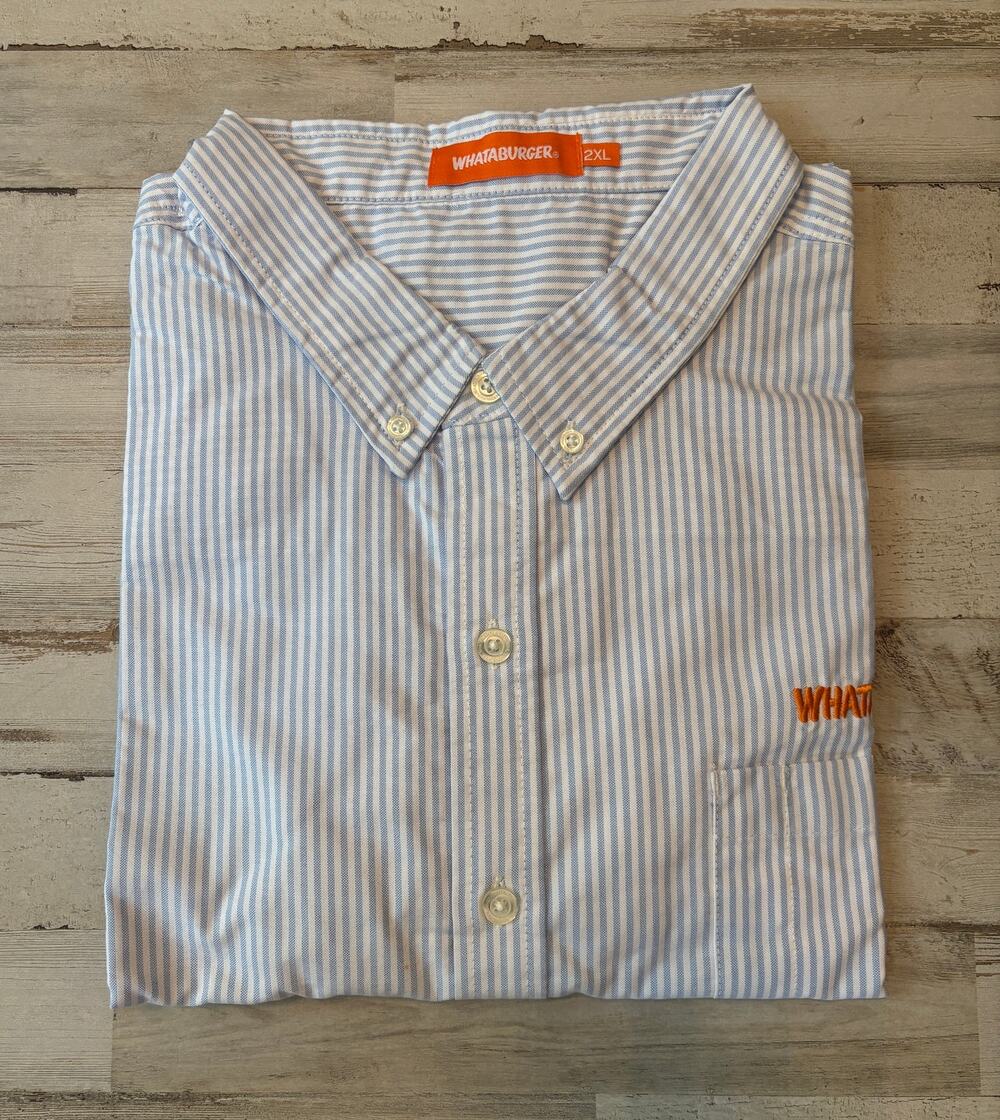 Men's Blue and White Striped Short Sleeved Shirt sz 2XL NeW